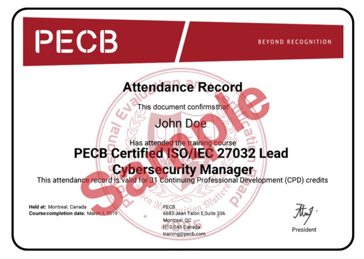 31 CPD associés à votre formation PECB ISO 27032 Lead Cybersecurity Manager